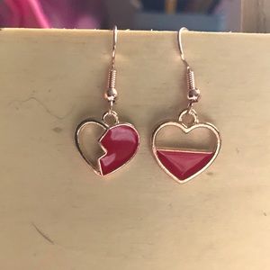 💔Asymmetrical Handmade Broken Heart Earrings 💔